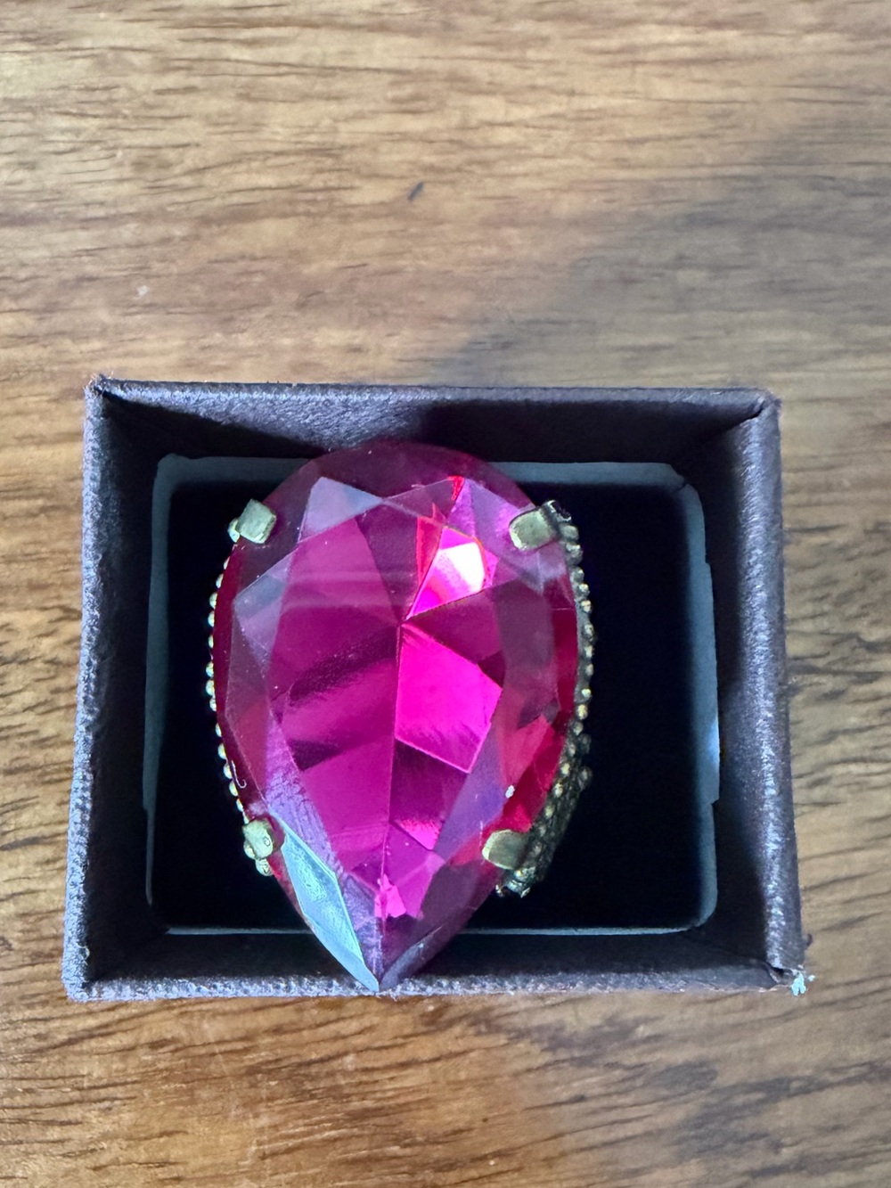 Sorrelli Antique Gold Pink Orchid Bold Statement Ring